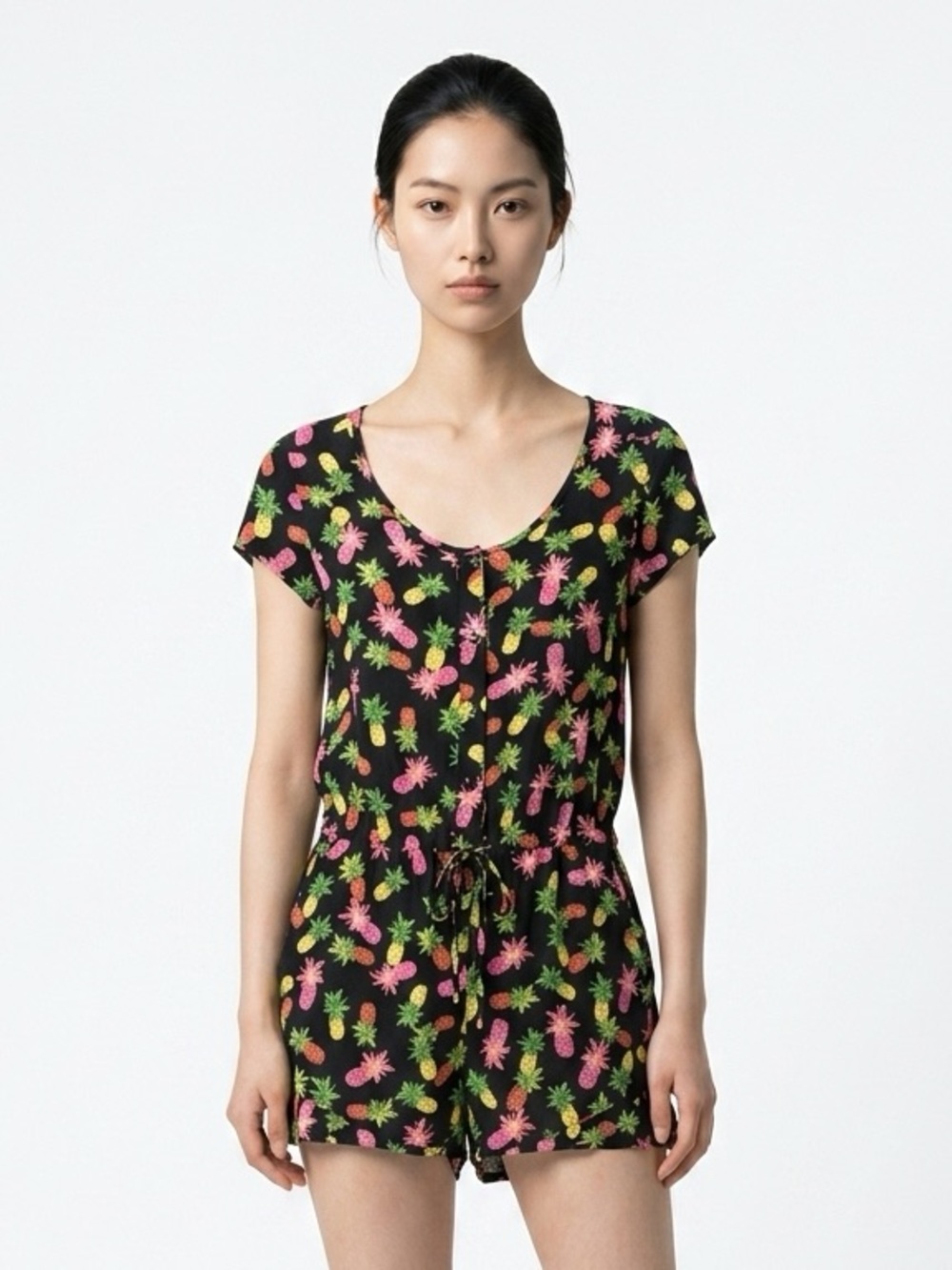 NANETTE LEPORE L’AMOUR | Pineapple Print Black Romper Women’s Size Medium